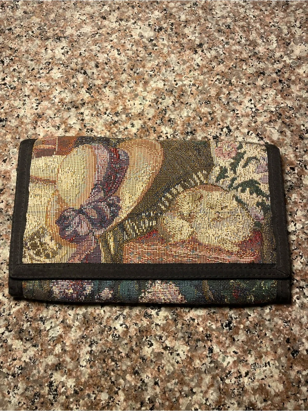 Vintage Danny K Tapestry Fold-Over Wallet in Multicolor Floral